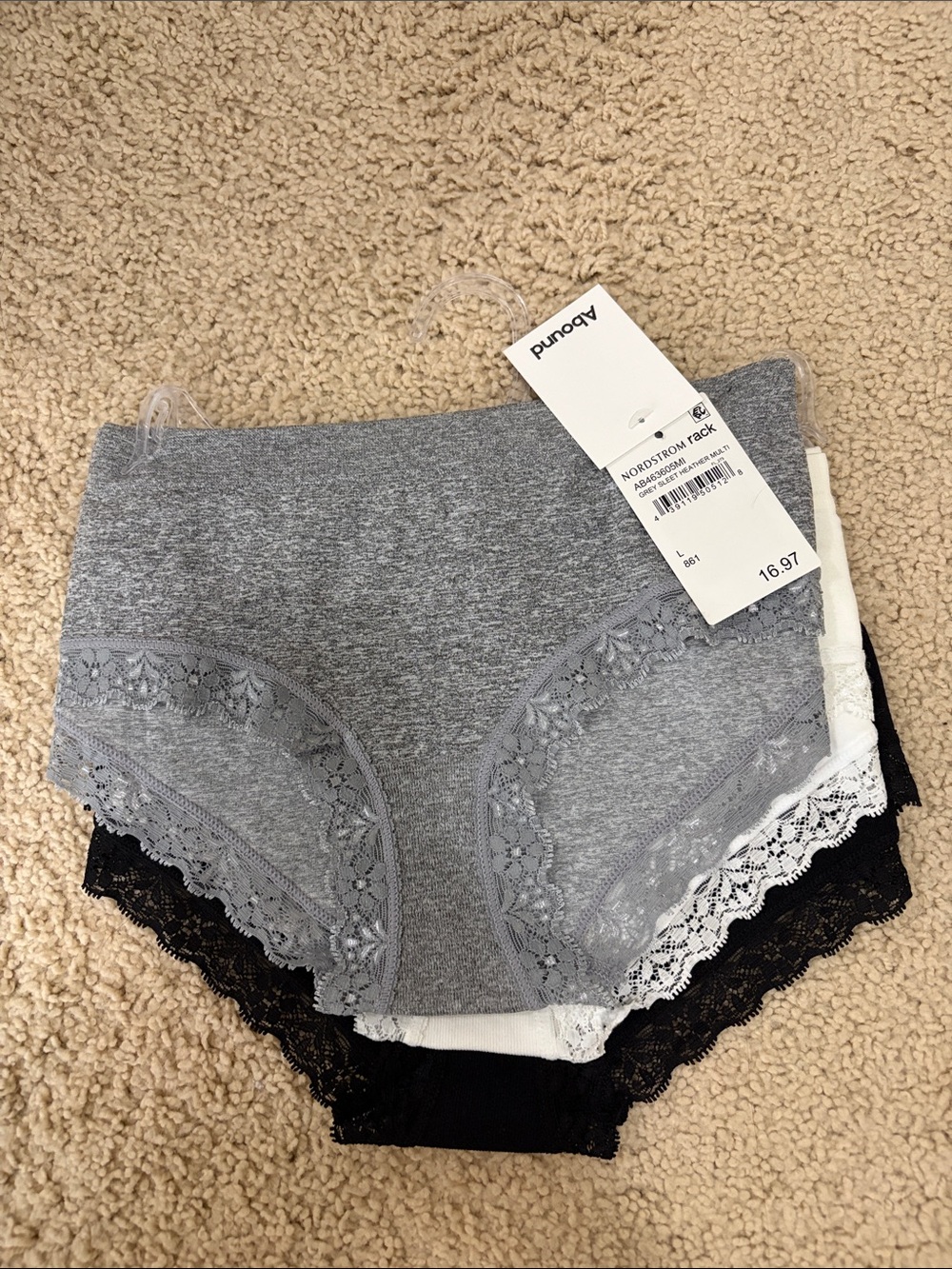 WOMENS BRAND NEW WITH TAGS ABOUND 3-Pack Lace Trim Hipster Panties NWT 3 colors